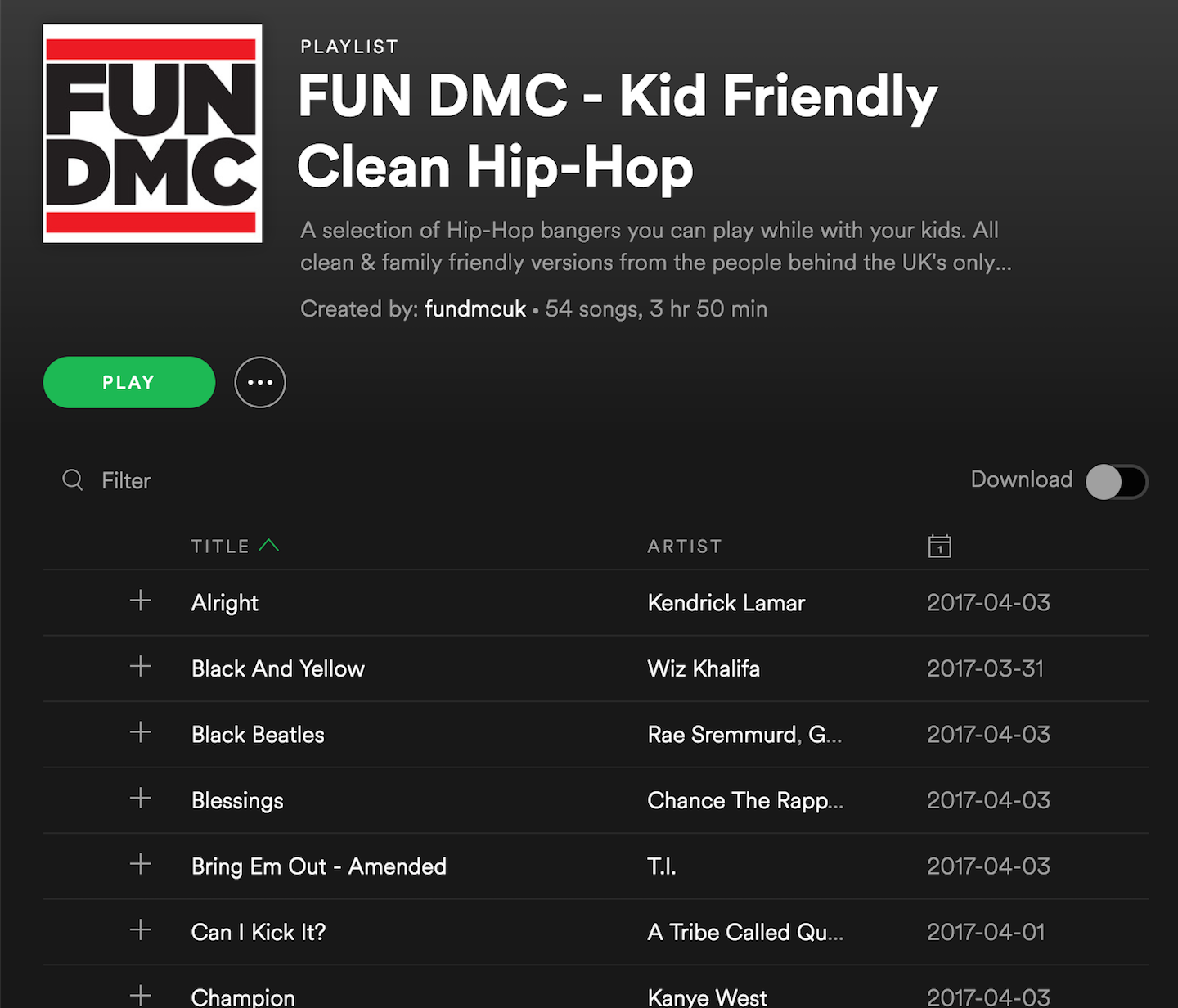 Kid Friendly HipHop Playlist FUN DMC